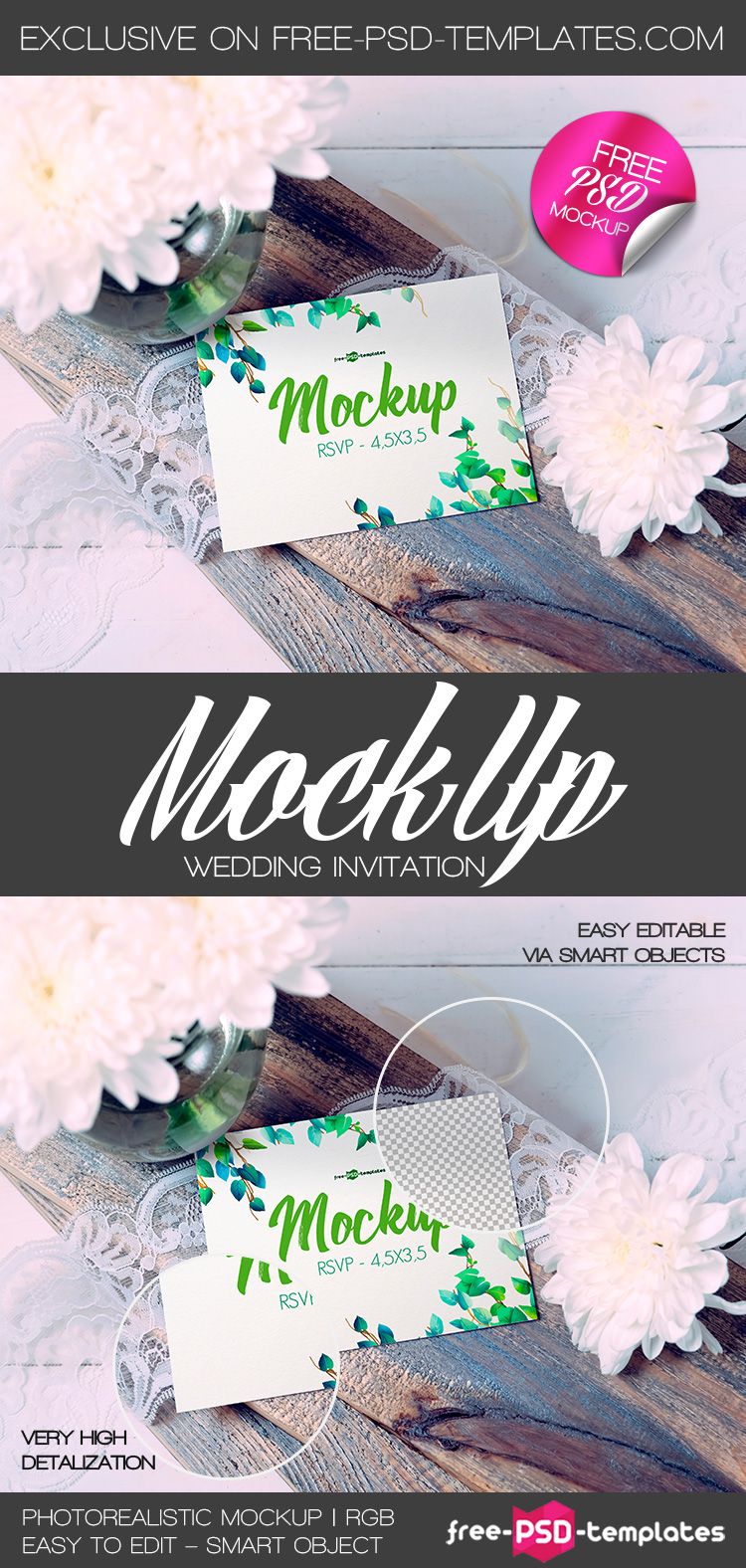 Download Free Wedding Invitation Mock Up In Psd Free Psd Templates PSD Mockup Templates