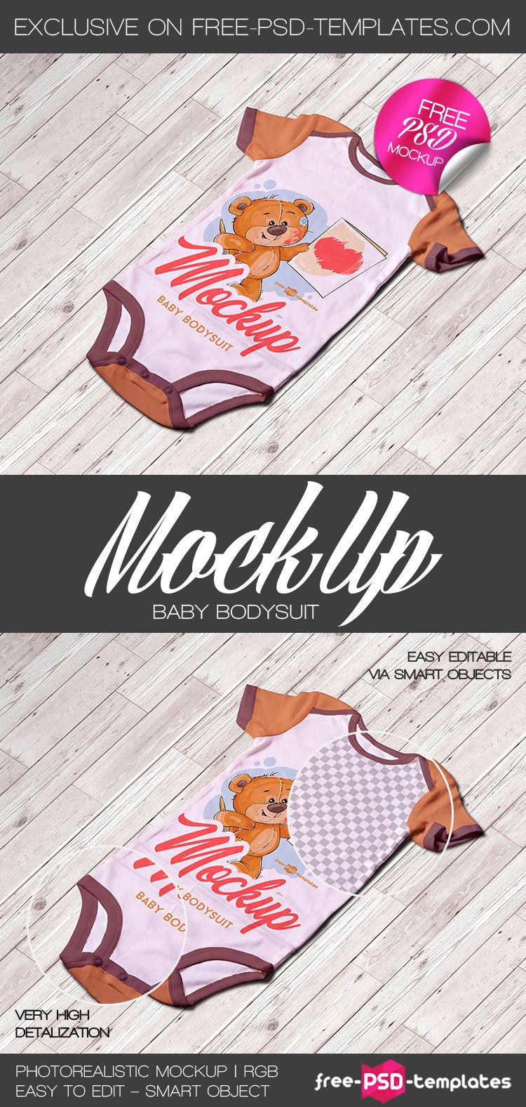 Download Free Baby Bodysuit Mock Up In Psd Free Psd Templates