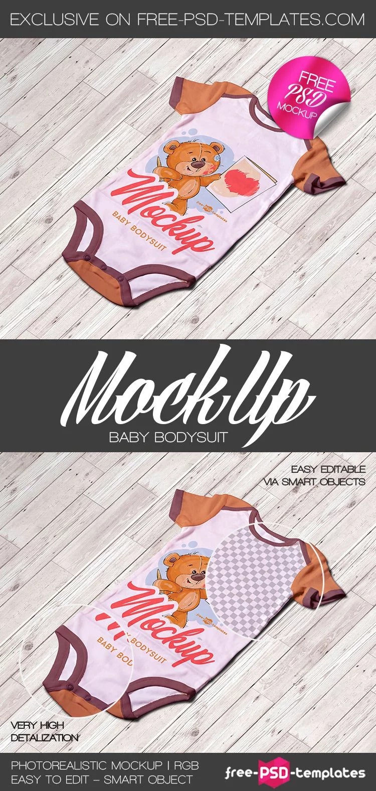 Free Baby Bodysuit Mock-up in PSD