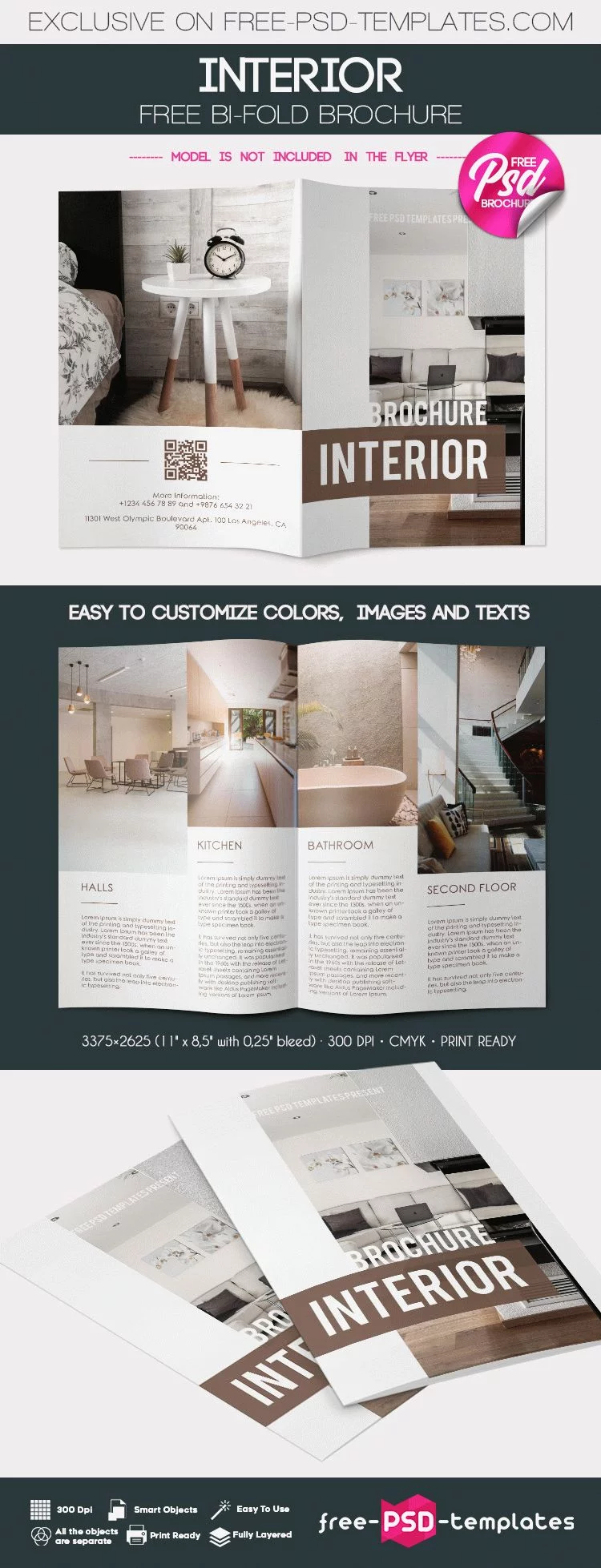 Free Interior Bi-Fold Brochure in PSD