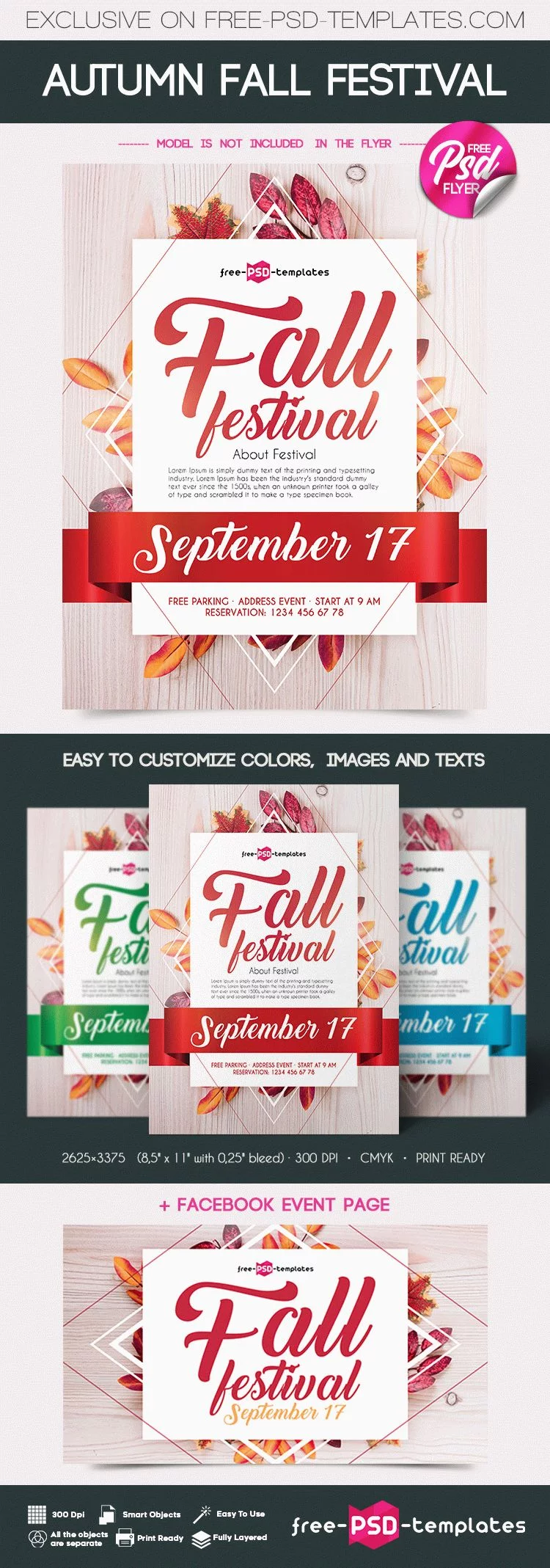 Free Autumn Fall Festival Flyer in PSD