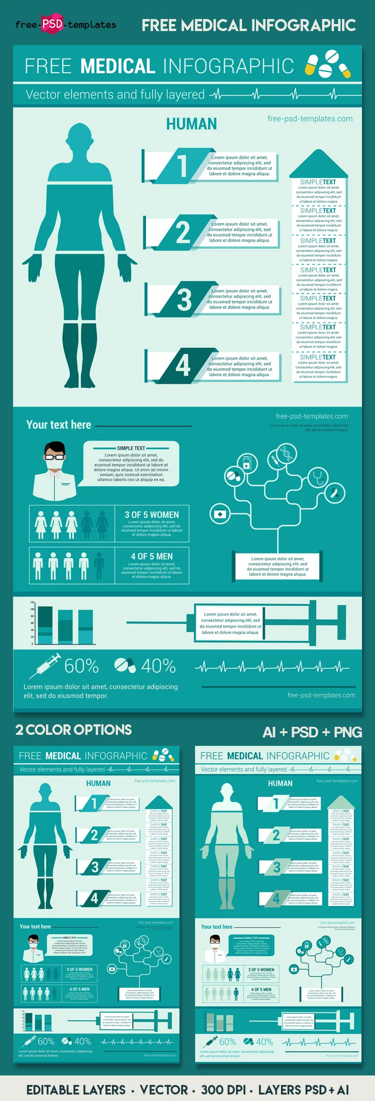 Free Vector Medical Infographics Template