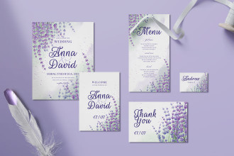 Free Lavender Wedding Invitation Set