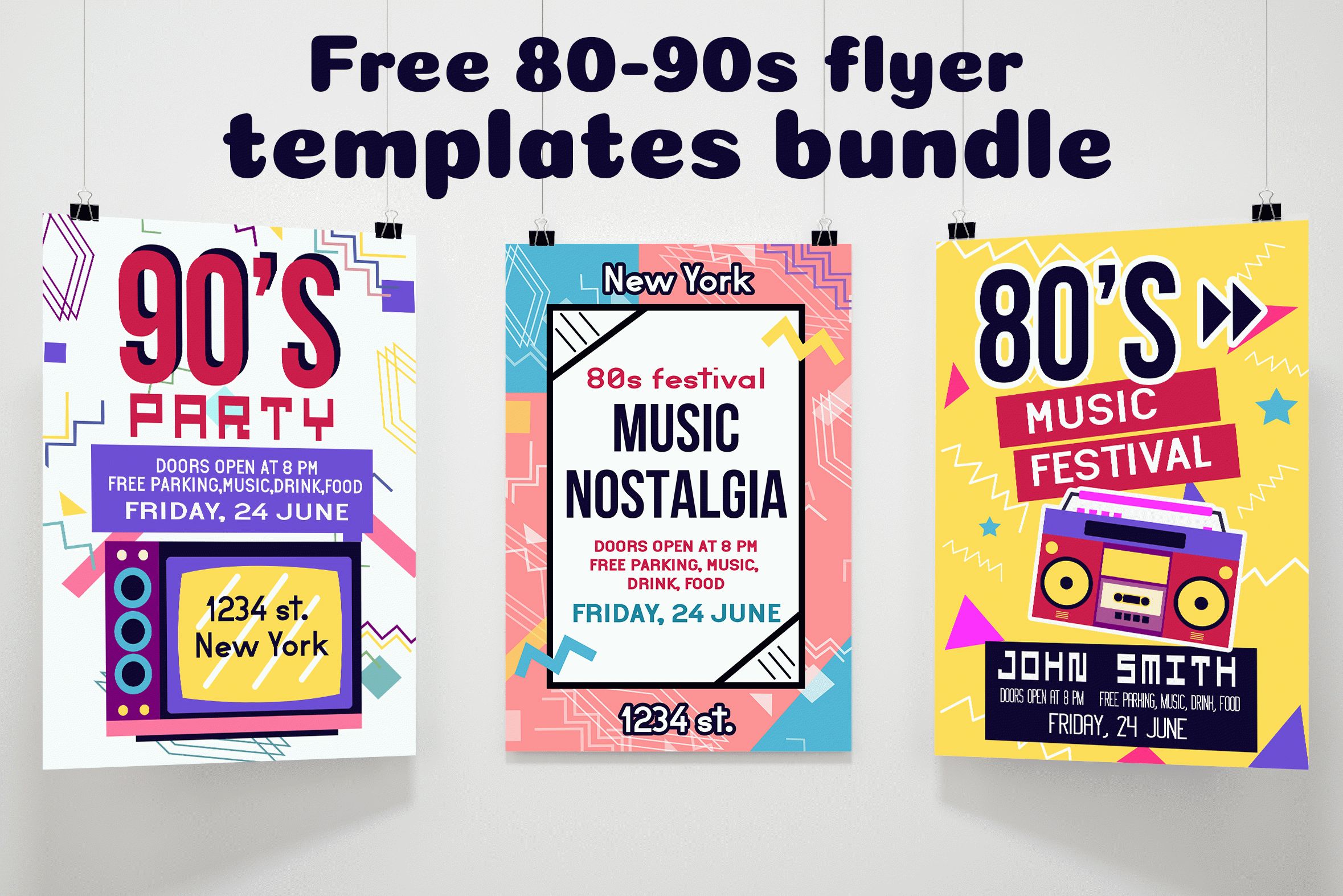 Free 80 90s Flyer Templates Bundle Free PSD Templates