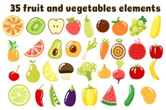 Free Vector Fruit And Vegetables Elements