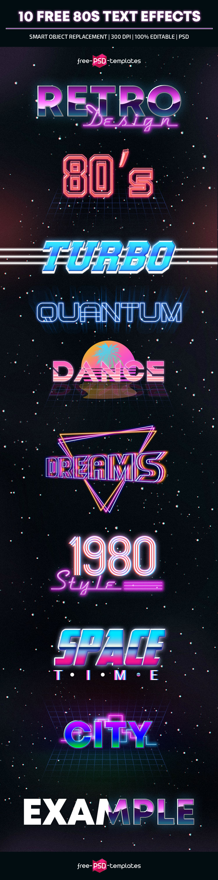 10 Free 80s Text Effects – Free PSD Templates