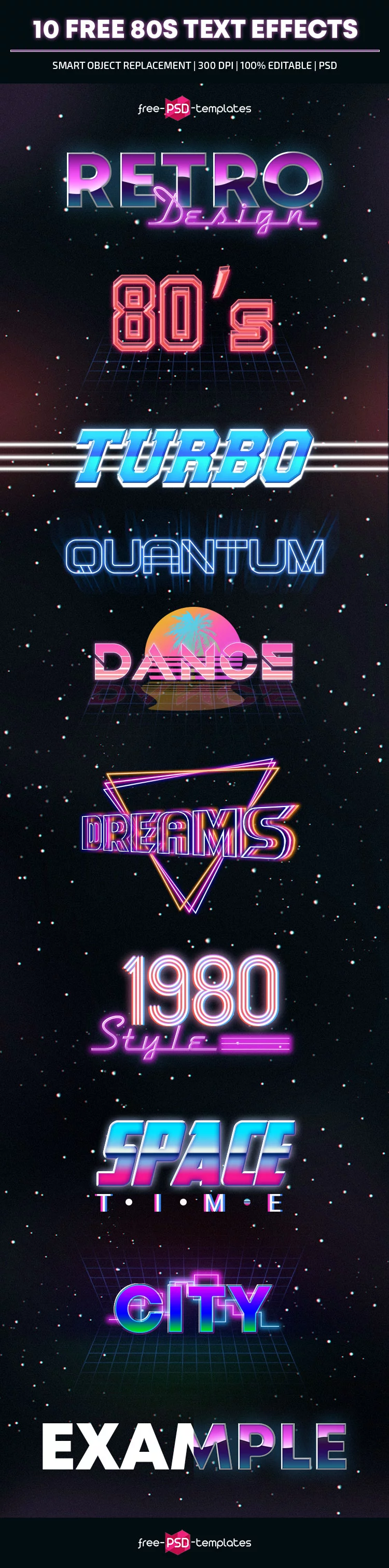 10 Free 80s Text Effects