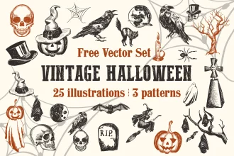 Free Vector Vintage Halloween Set