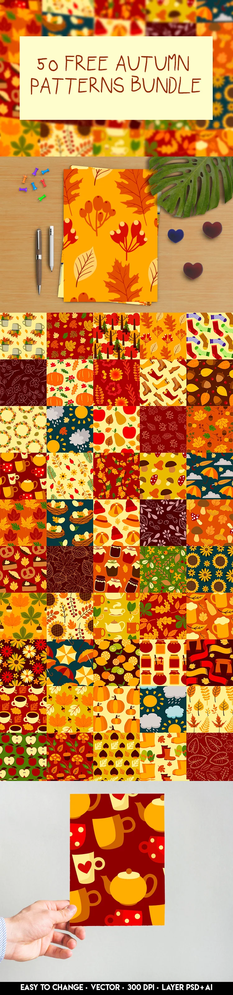 50 Free Autumn Patterns Bundle