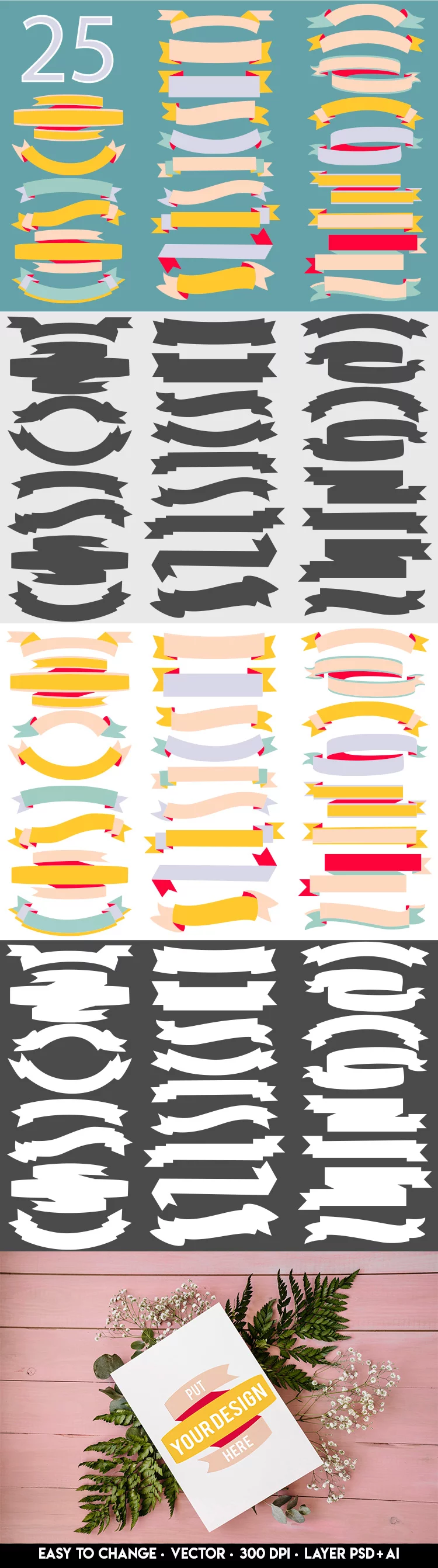 Free Ribbon And Banners Vector Collection