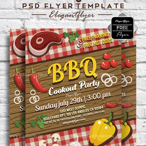 BBQ Party – Free Flyer PSD Template + Facebook Cover