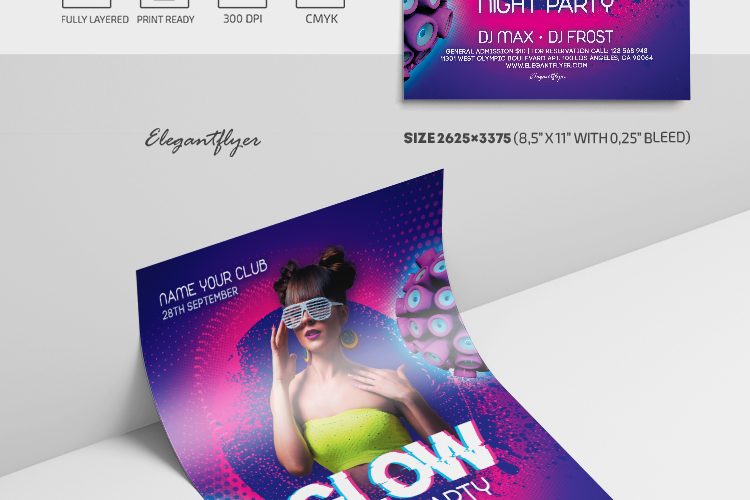 Glow Night Party – Free PSD Flyer Template