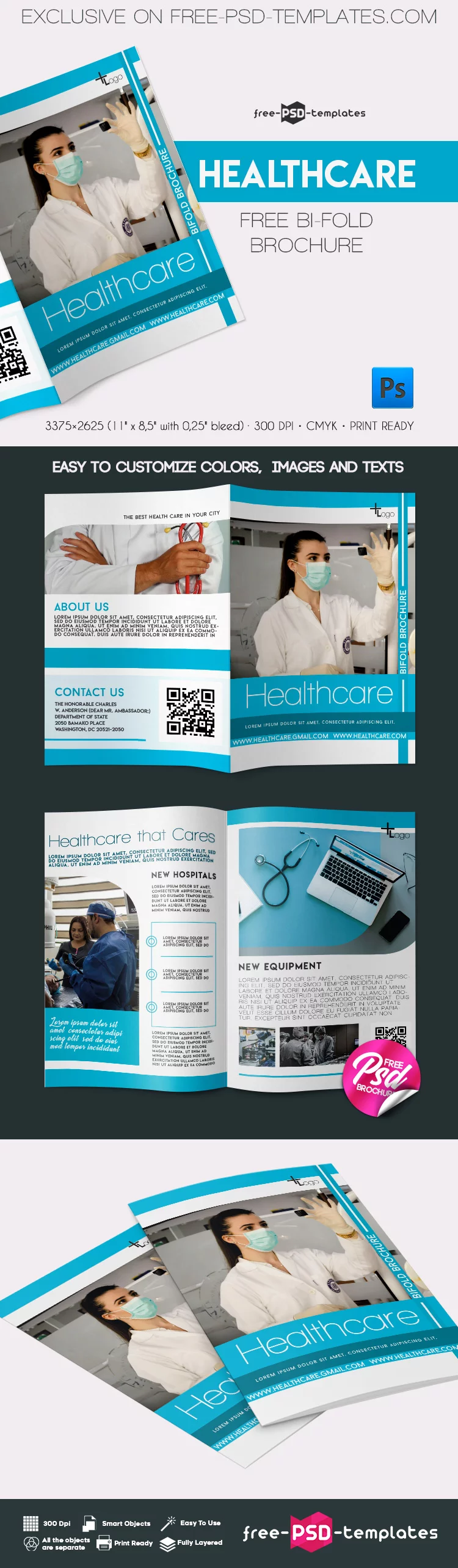 Free Healthcare Bi-Fold Brochure in PSD