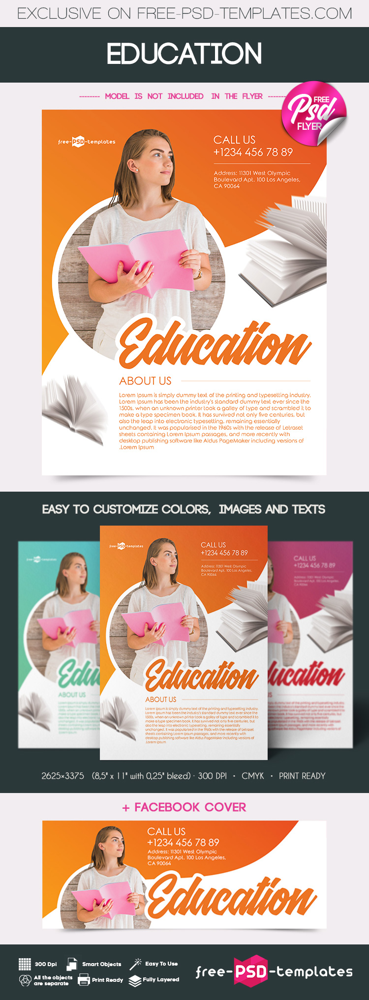 Free Education Flyer in PSD  Free PSD Templates Within Free Education Flyer Templates
