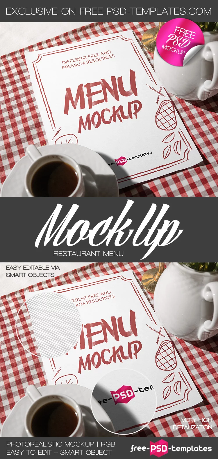 Free Restaurant Menu Mock-up in PSD