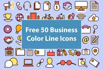Free 50 Business Color Line Icons