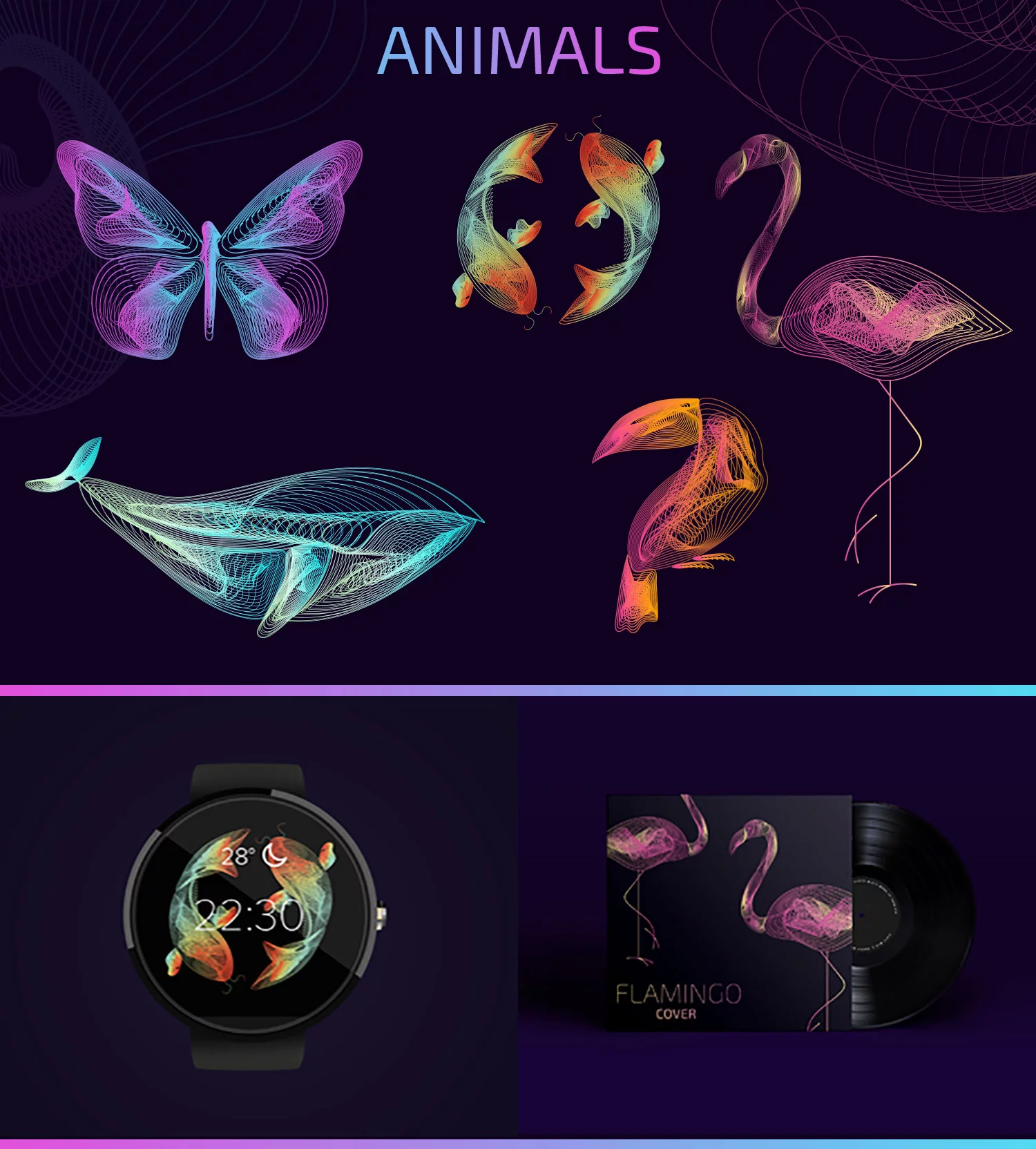 Free Vector Linear Animals and Objects + Premium Version