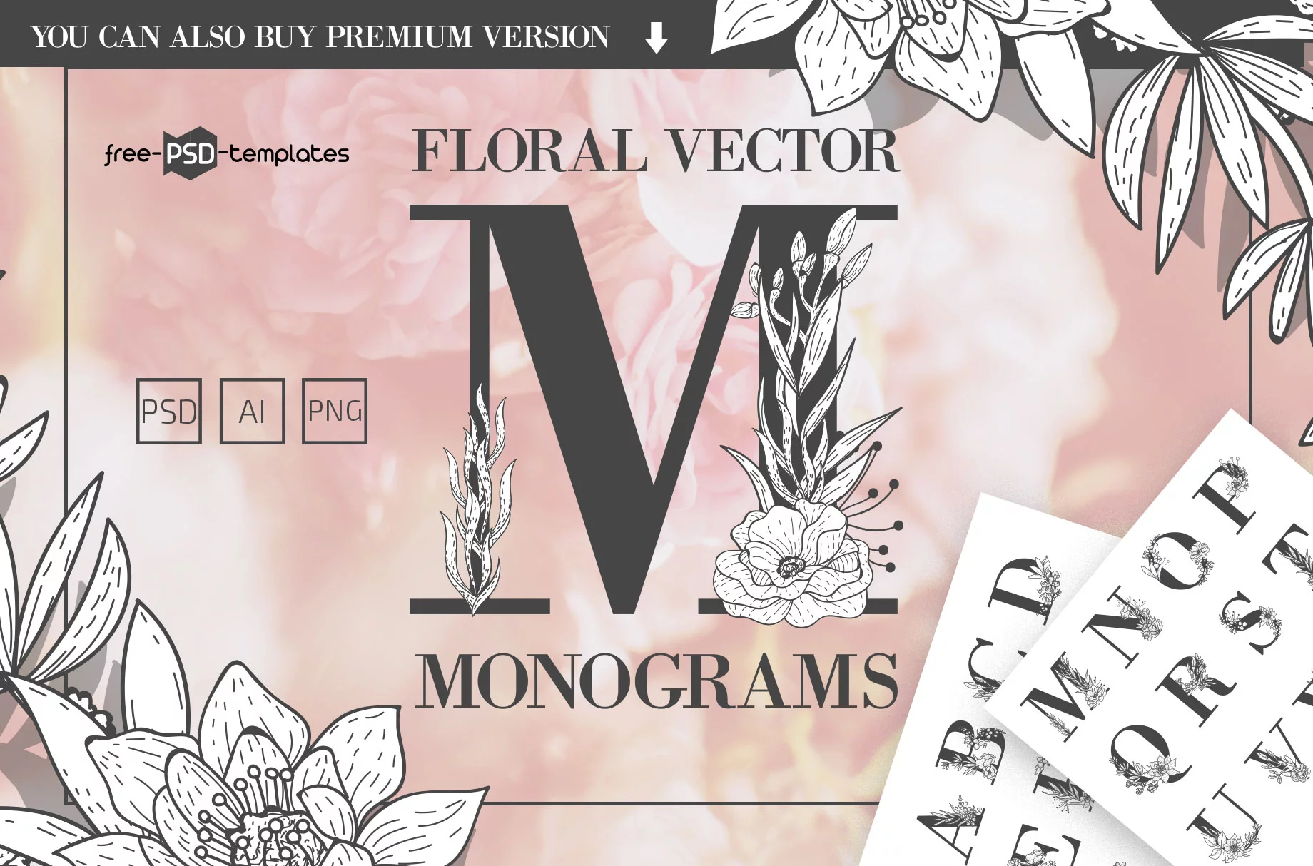 Free Floral Vector Monograms + Premium Version