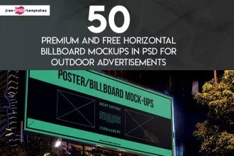 50 Premium and Free Horizontal Billboard Mockups in PSD for Outdoor Advertisements
