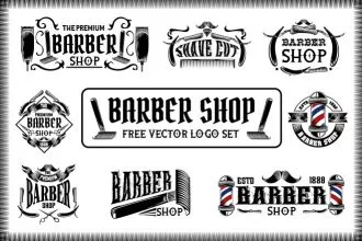 Free Barber Shop Vector Logo Set