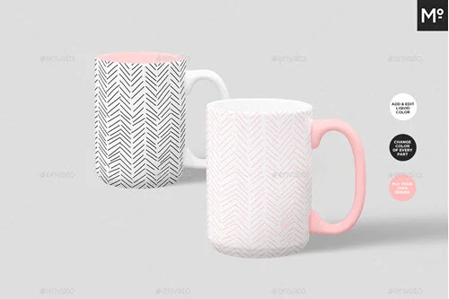 2 mugs mockup- 11oz and 15oz - woman holding mugs By Wanderlustlens
