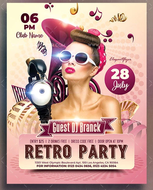 Retro Party – Free Flyer PSD Template
