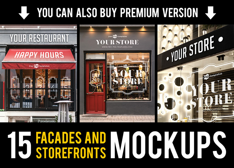 Download Free Facades And Storefronts Mockups Premium Version Free Psd Templates