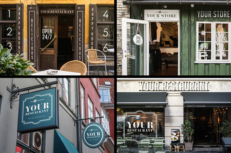 Free Facades and StoreFronts MockUps + Premium Version | Free PSD Templates