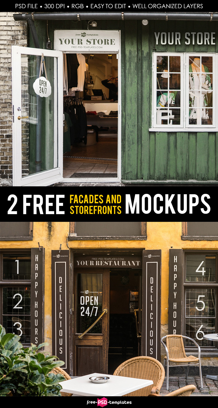 Download Free Facades And Storefronts Mockups Premium Version Free Psd Templates