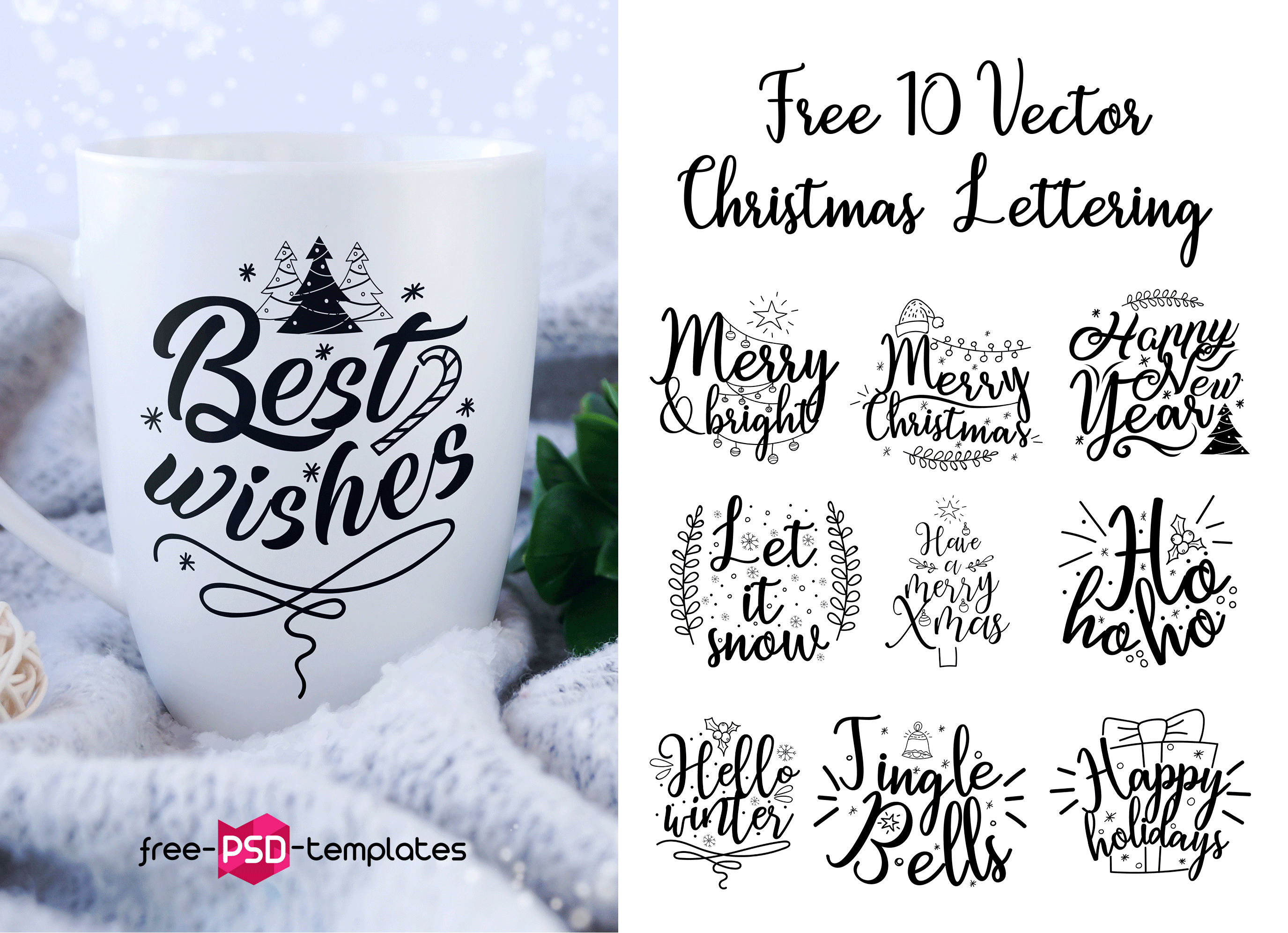 Free 10 Vector Christmas Lettering – Free PSD Templates