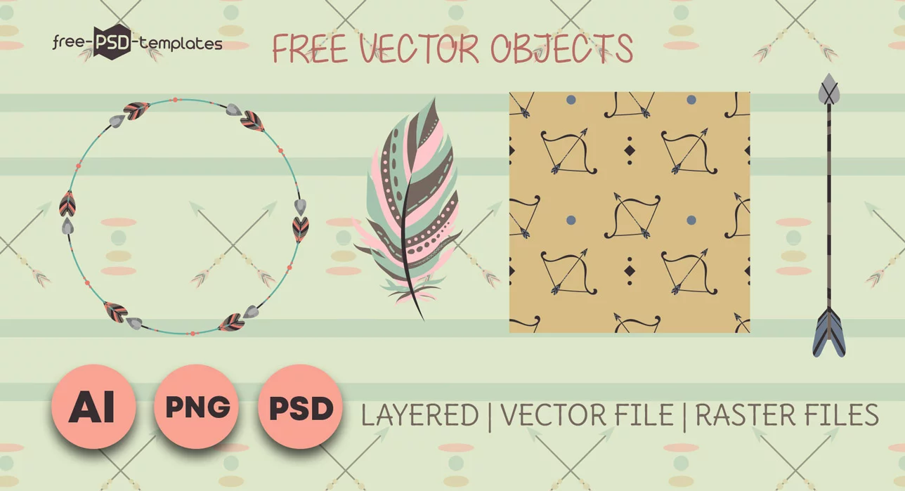 Free Feathers and Arrows Vector images (AI, PSD, PNG)
