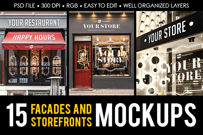 Download Free Facades And Storefronts Mockups Premium Version Free Psd Templates