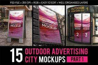 Free Outdoor Advertising City MockUps part 1 + Premium Version