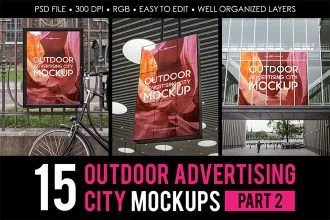 Free Outdoor Advertising City MockUps part 2 + Premium Version