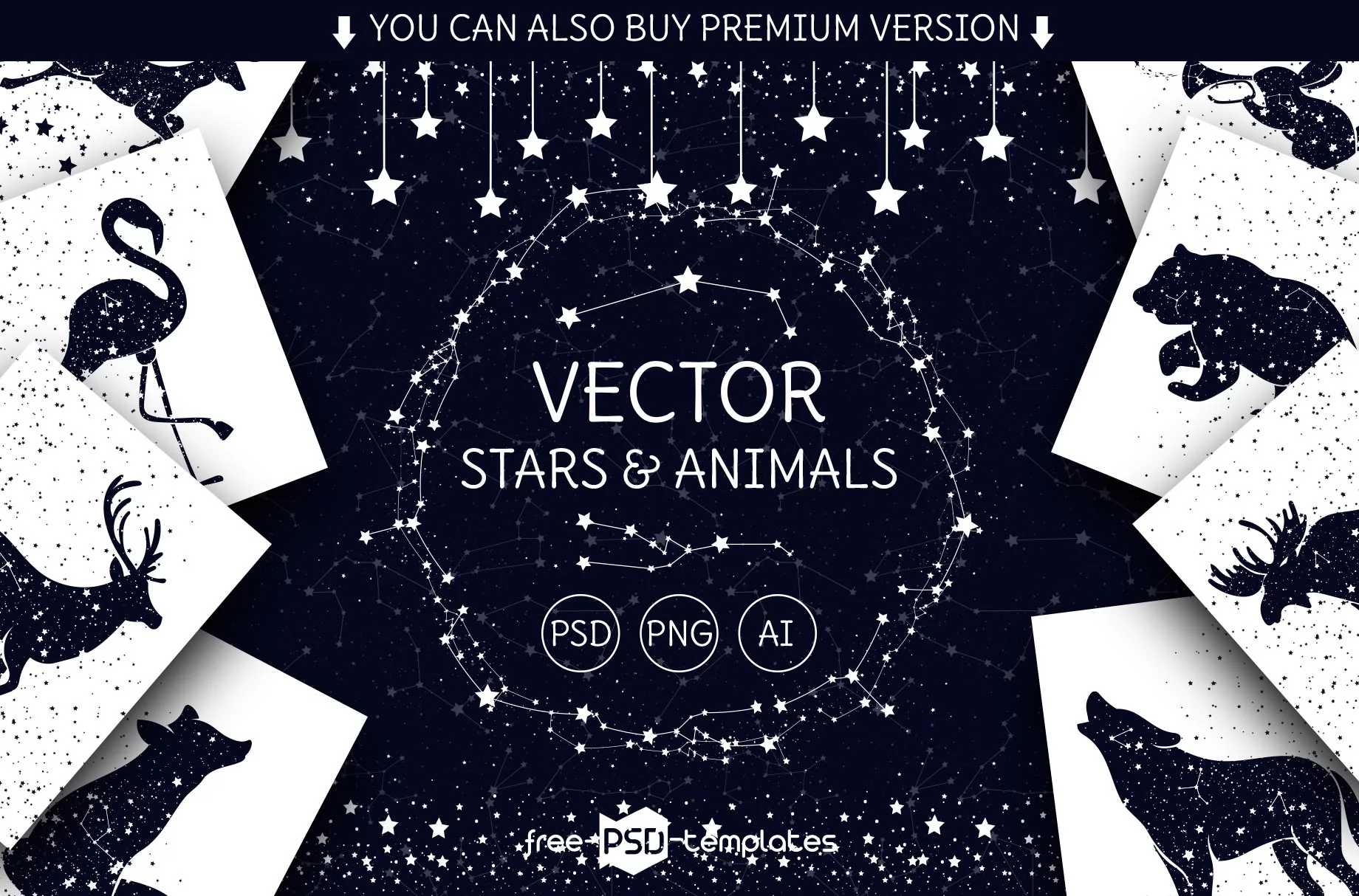 Free Star and Animals – vector illustrations