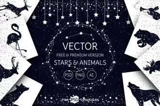 Free Star and Animals – vector illustrations