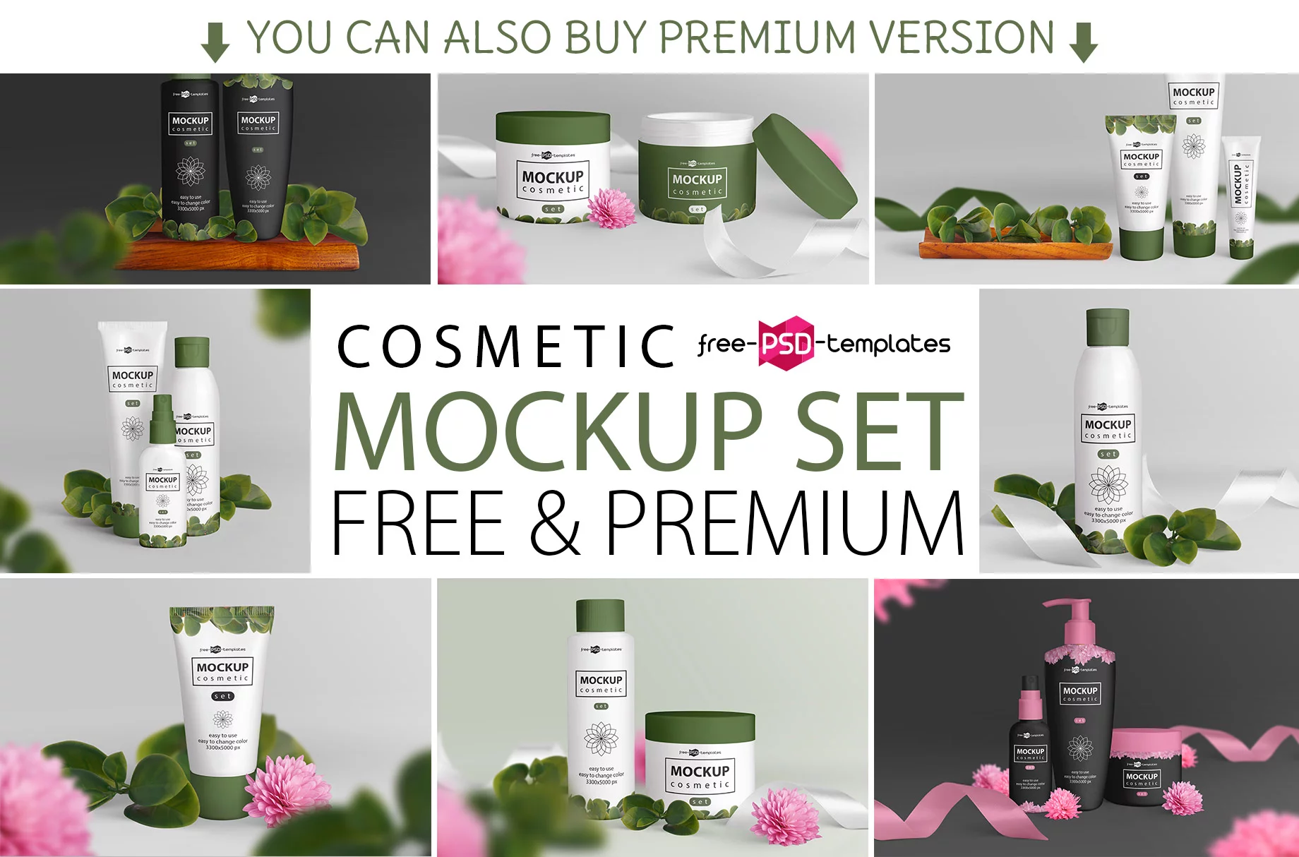 Free Cosmetic Mockup Set + Premium Version