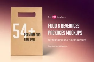 54+Premium and Free PSD Food & Beverages Packages Mockups for Branding and Advertisement!