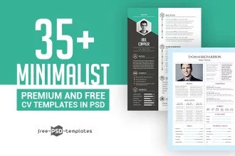 35+ Free Minimal Style Resume CV Templates (PSD)