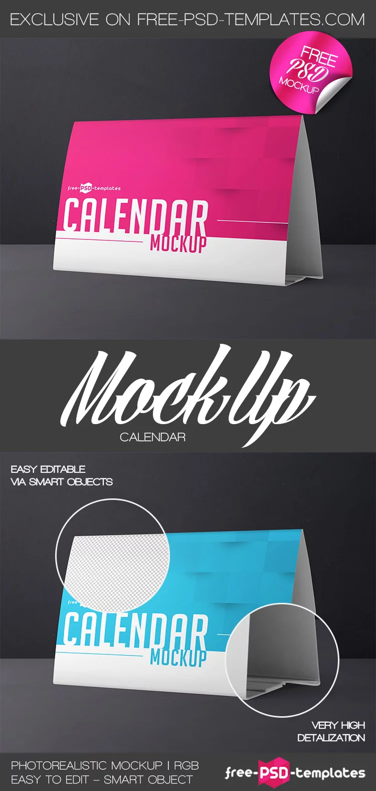 Free Calendar Mock-up in PSD