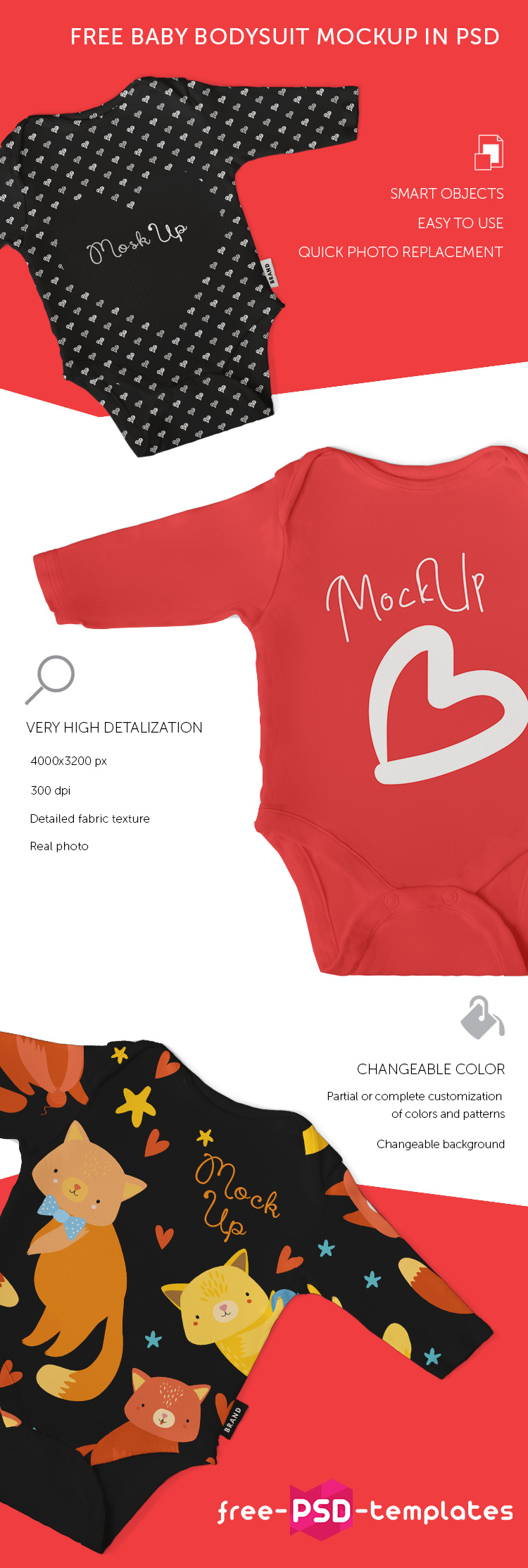 Download Free Baby Bodysuit Mockup in PSD | Free PSD Templates