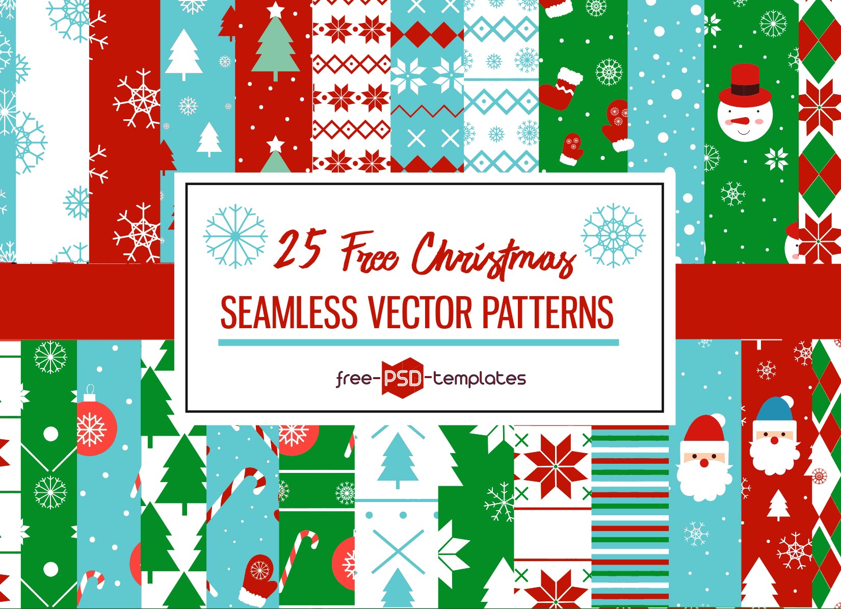 Free Seamless Vector Christmas Patterns – Free PSD Templates
