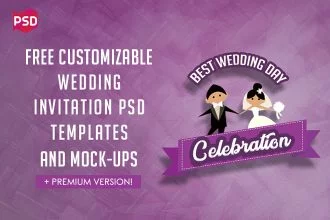 Collection of Free Customizable Wedding Invitation PSD Templates and Mock-ups + Premium Version!