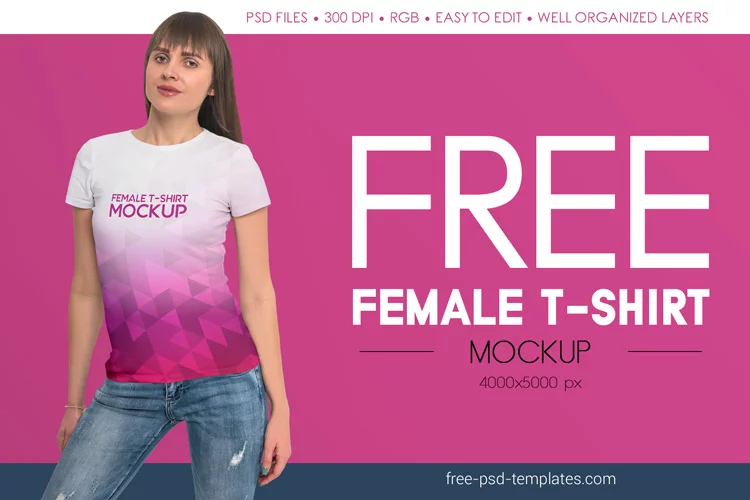Free Female T-Shirt MockUps + Premium Version