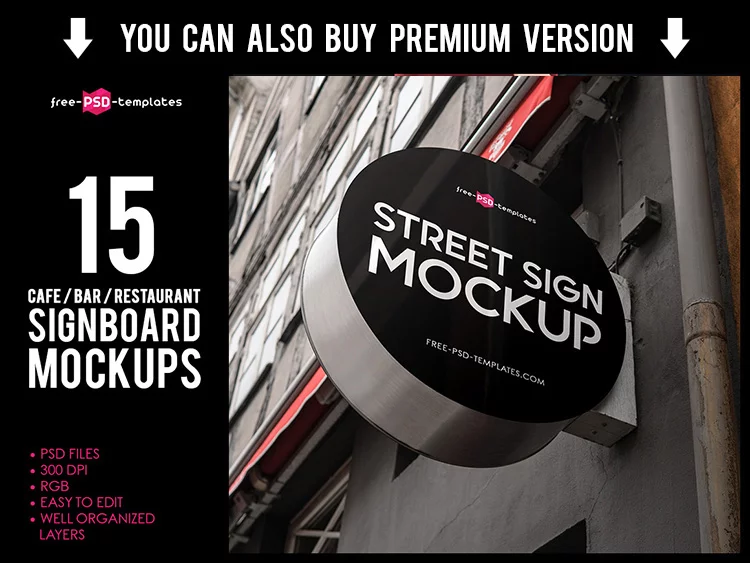 Free Cafe Sign MockUp + Premium Version