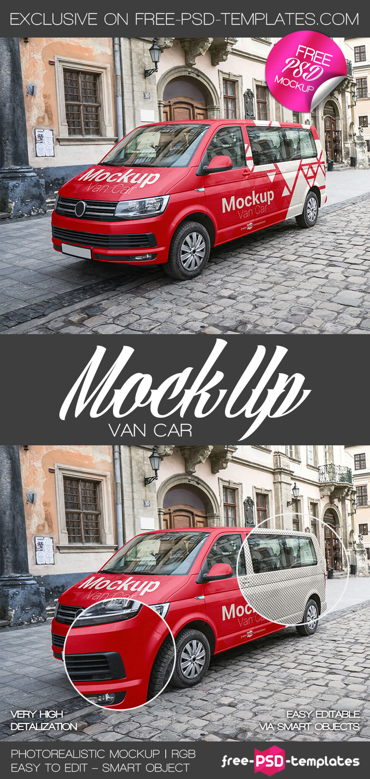 Preview one free van car mock up in psd 10 Mockups de Carro e Van Grátis