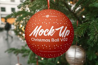 Free Christmas Ball V02 Mock-up in PSD