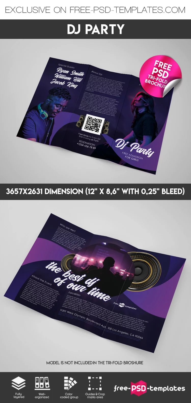 Free DJ Party Tri-Fold Brochure in PSD