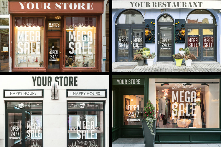 Free Facades and StoreFronts V02 MockUps + Premium Version Free PSD