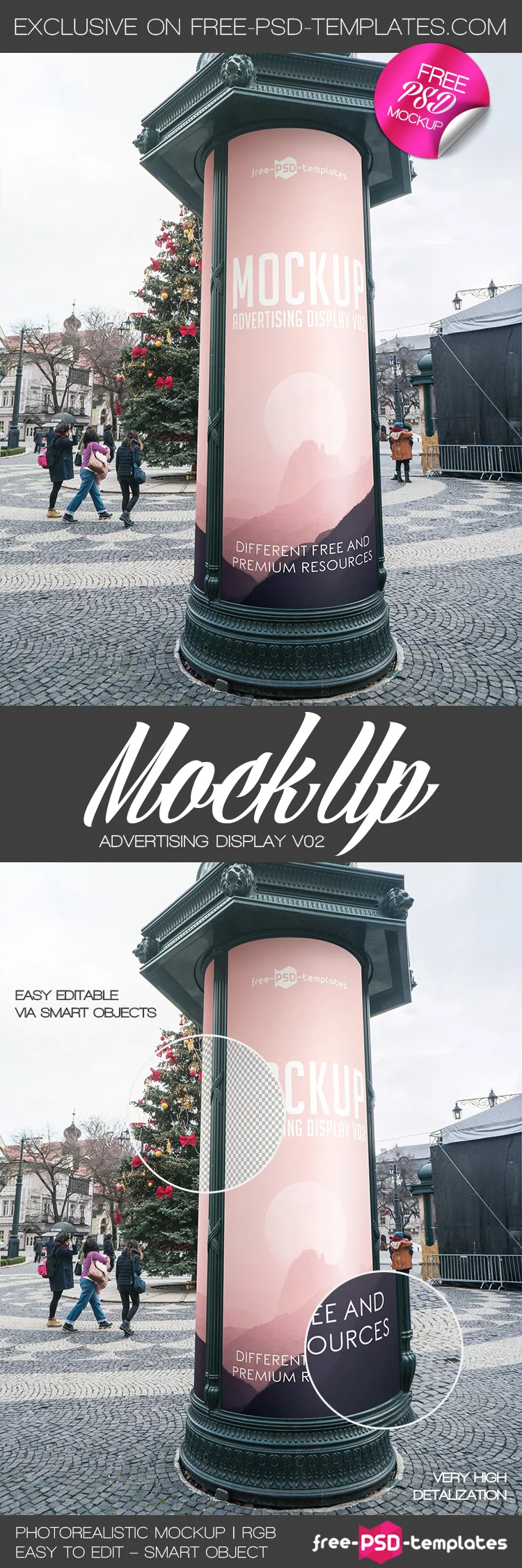 Free Advertising Display V02 Mock-up in PSD